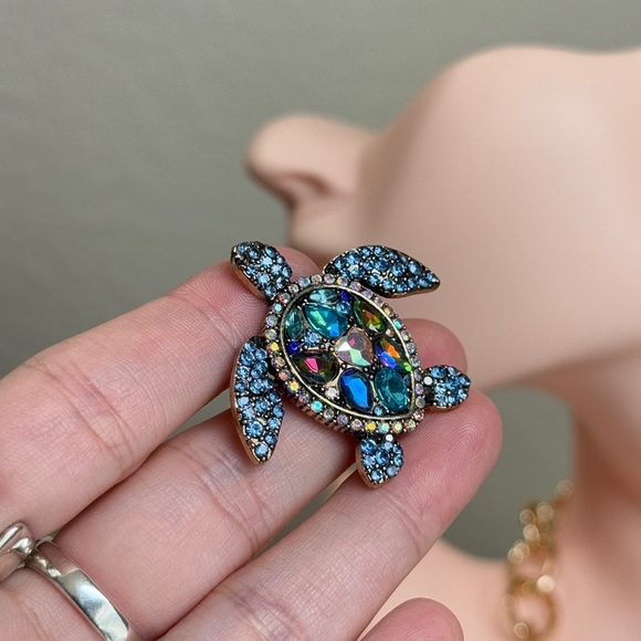 ⚜️💎 Turtle Elegant Blue Crystal Turtle Brooch 🐢 ❤️‍🔥💫 - Picture 5 of 9